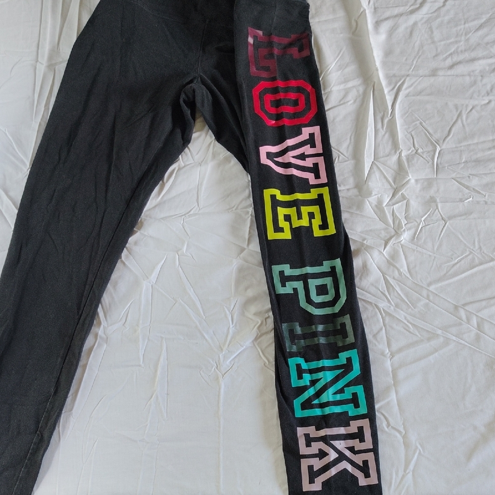 PINK Victoria's Secret Black Leggings Stretchy Activewear - Picture 6 of 7